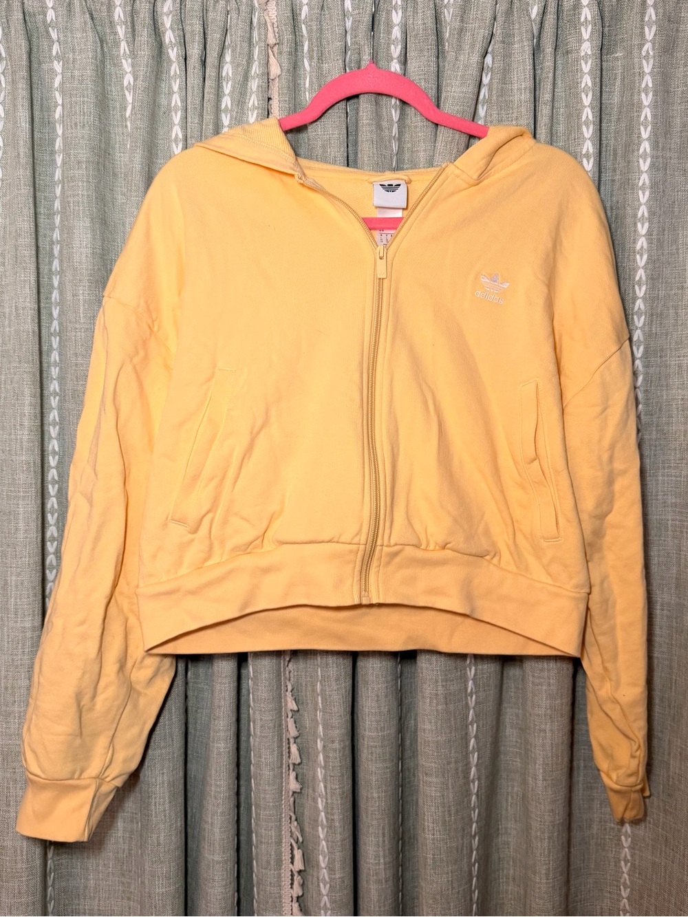 adidas Yellow Full-Zip Hoodie Bomber Jacket